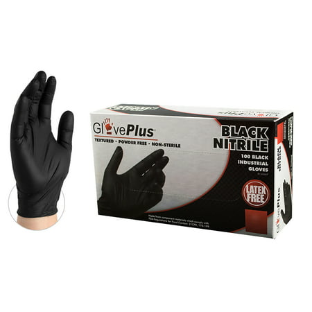 Gloveworks Nitrile Latex-Free Industrial Gloves, Large, Black, 1000 Per Case, L