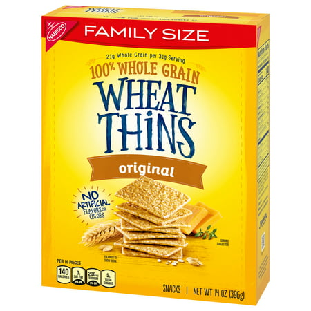 Wheat Thins Original Whole Grain Wheat Crackers, Family Size, 14 oz