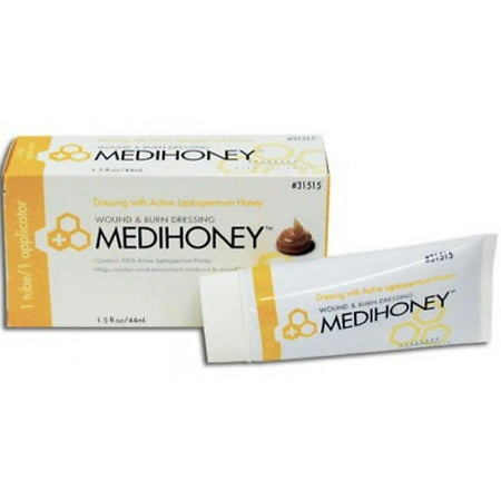 MEDIHONEY Wound and Burn Dressing Paste, 100% Leptospermum Honey, 1.5 ounce Tube, Non-adhesive, Sterile, 12 Count