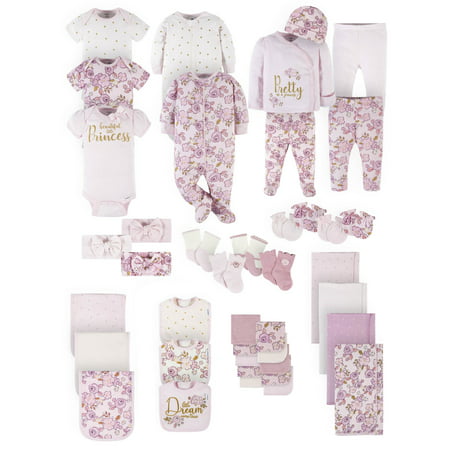 Gerber Baby Girl Newborn Shower Gift Set, 41-Piece (Newborn-0/3 Months), Princess, Newborn