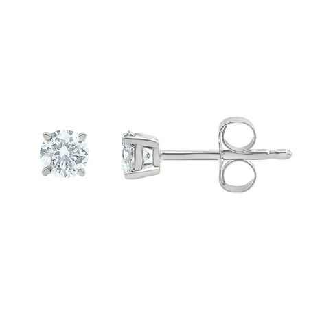 Brilliance Fine Jewelry 0.10 Carat T.W. Diamond Stud Earring in 14K White Gold, (I-J, I2-I3)White,