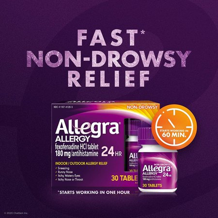 Allegra Allergy 24 Hours Relief Fexofenadine 180mg, Antihistamine, 30 Tabs