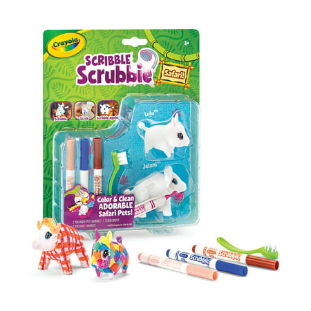 Crayola Scribble Scrubbie Safari 2 Count Animals, Warthog and Water Buffalo, Gift for Kids