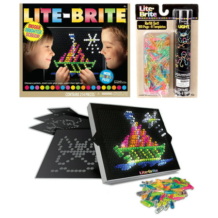 Lite Brite Ultimate Classic & Refill Pack Online Only Value Bundle with 14 Templates & 300 Pegs