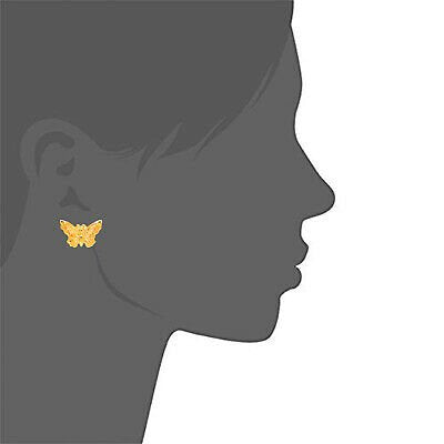 14k Solid Yellow Gold Butterfly Stud Earrings
