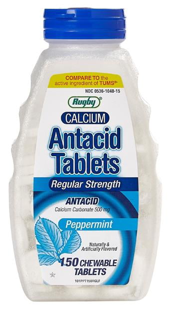 Rugby Calcium Antacid Tablets, OTC Medicine for Sour Stomach, 500mg 150Ct