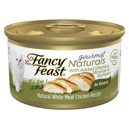 (12 Pack) Fancy Feast Wet Cat Food Gourmet Naturals White Meat Chicken Recipe in Wet Cat Food Gravy, 3 oz. Cans