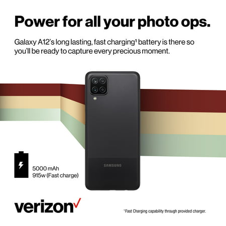 Verizon Samsung Galaxy A12 Black 32GB - Prepaid Smartphone
