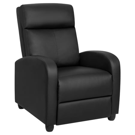 Lacoo Home Theater Recliner with Padded Seat and Backrest, BlackBlack Faux Leather,