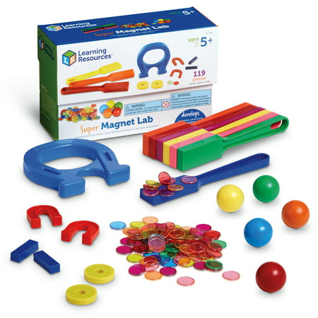 Learning Resources Super Magnet Lab Kit - 119 Pieces, STEM Toys for Boys and Girls Ages 5+ , Science Learning Activities for Kids