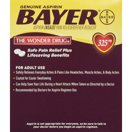 Bayer Aspirin Individual Sealed 2 Tablets in a Packet (Pack of 50 Packets) 100 Tablets Total-325mg