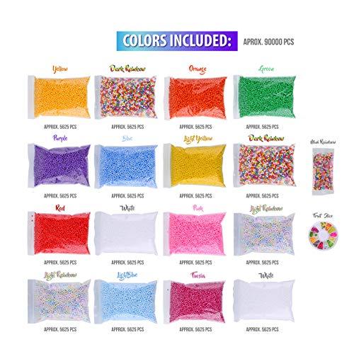 Slime Foam Beads Floam Balls ??? 18 Pack Microfoam Beads Kit 0.1-0.14 inch (90,000 Pcs) Micro Colors Rainbow Fruit Beads Craft Add ins Homemade DIY Kids Ingredients Flote Microbeads Suppli