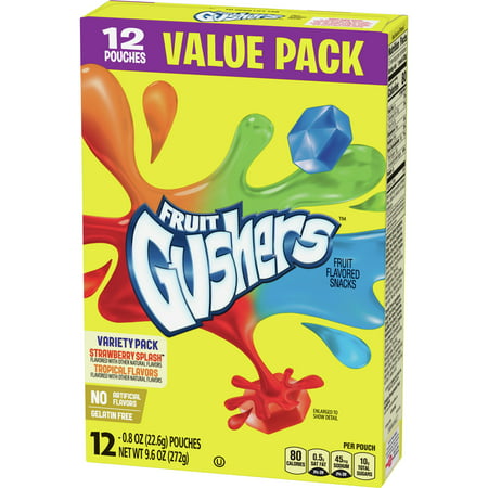 Gushers Fruit Flavored Snacks, Strawberry Splash and Tropical, 12 ct