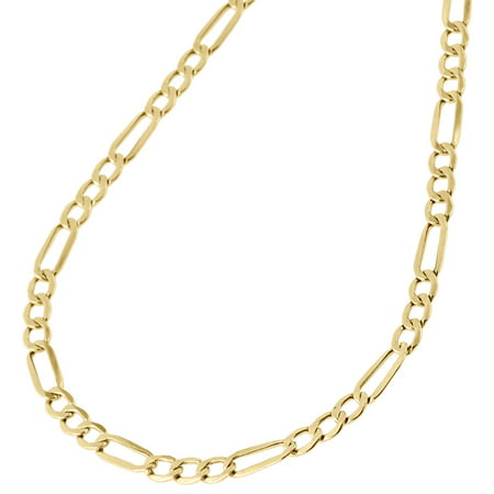 Real 10K Yellow Gold 4mm Figaro Chain Necklace Men's or Women's High Polished, 16" - 30", 16"