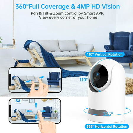 Baby Monitor, 360? Wireless 5G Nanny Cam with Safety Alerts, 4MP HD WiFi Camera for Human & Pet Detection, Home Security Camera with Two-Way Audio, Motion Tracking, IR Night Vision, Sleep Tracking