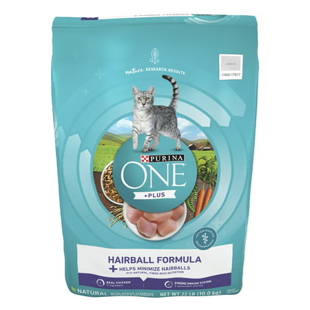 Purina ONE Natural Cat Food for Hairball Control, +PLUS Hairball Formula, 22 lb. Bag, 22 lbs