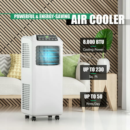 Costway 8,000 BTU Portable Air Conditioner & Dehumidifier Function Remote w/ Window Kit