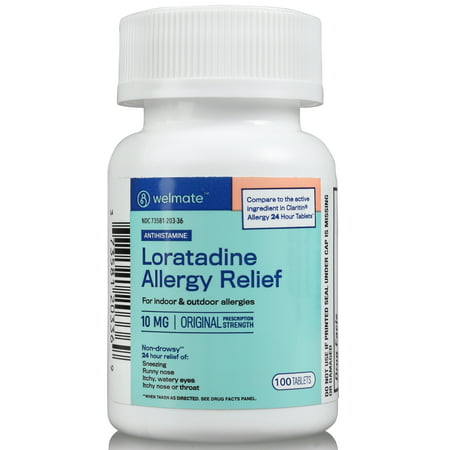 Welmate Allergy Relief | Loratadine 10mg | Antihistamine 24 Hour Relief | 100 Count Tablets