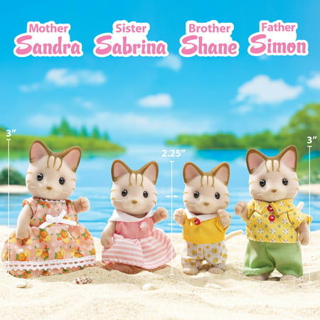 Calico Critters Sandy Cat Family, Set of 4 Collectible Doll Figures
