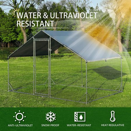 Betterhood Large Metal Chicken Coop Upgrade Tri-Supporting Wire Mesh Chicken Run,Chicken Pen with Water-Resident and Anti-UV Cover,Duck Rabbit House Outdoor(10? W x 6.6? L x 6.5? H)
