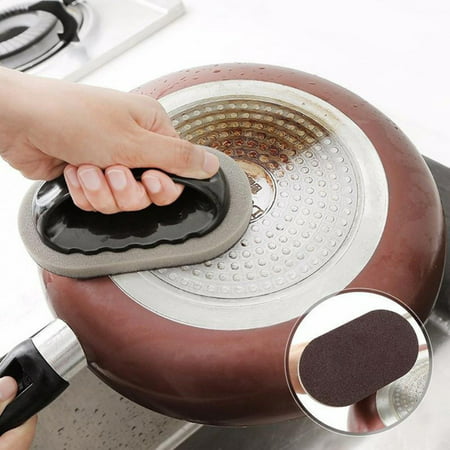 Household Essentials And Supplies Emery Sponge Brush Eraser Scrub Handle Grip Sink Pot Bowl Kitchen Cleaning Tool Brown LAWOR NINA10290Brown,