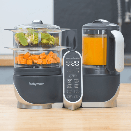 Babymoov Duo Meal Station | 6 in 1 Food Processor With Steam Cooker, Multi-Speed Blender, Baby Purees, Warmer, Defroster, Sterilizer, Grey, Original