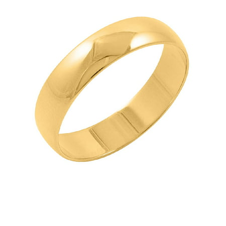 Men's 10K Yellow Gold 5mm Traditional Plain Wedding Band RIng (Available Ring Sizes 7-12 1/2)