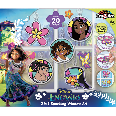 Disney Encanto Multicolor Sparkling Window Art Craft Kit, Unisex Child Ages 6 and up