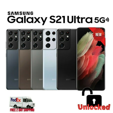 Like New Samsung Galaxy S21 Ultra 5G SM-G988U1 US Model Unlocked Cell Phones 128/256/512GB Colors, Black
