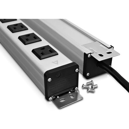 V7 12-Outlet Industrial Power Strip, 15ft Cord, 125V, 15A 5-15P