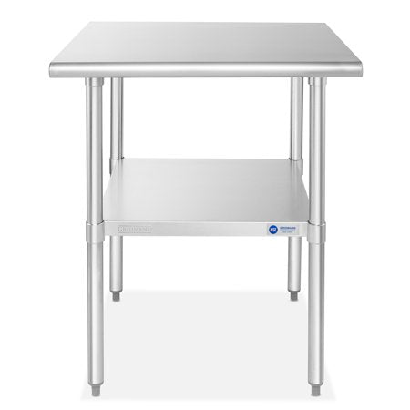 GRIDMANN 30 x 30 Inch Stainless Steel Table w/ Undershelf, NSF Commercial Kitchen Work & Prep Table, 30 in Long x 30 in Deep