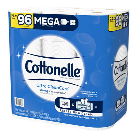Cottonelle Ultra CleanCare Strong Toilet Paper, 24 Mega Rolls