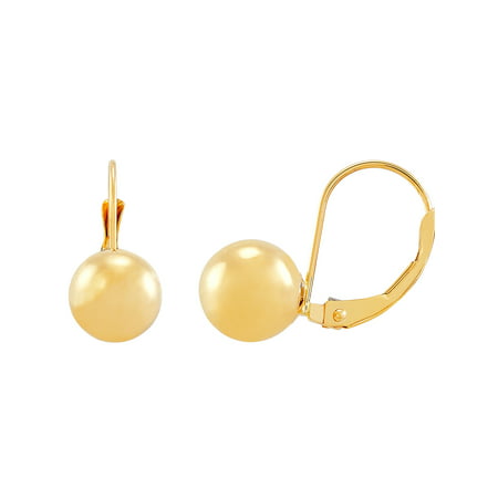 Brilliance Fine Jewelry 10K Yellow Gold Hollow 8MM Ball Drop Leverback Earrings