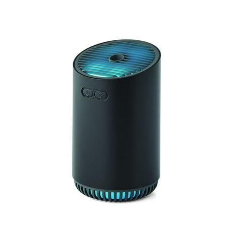 Mainstays Rechargeable Cool Mist Travel Humidifier 320 ml with 7-color LED Lights, MHD-02BLK, Black, Black