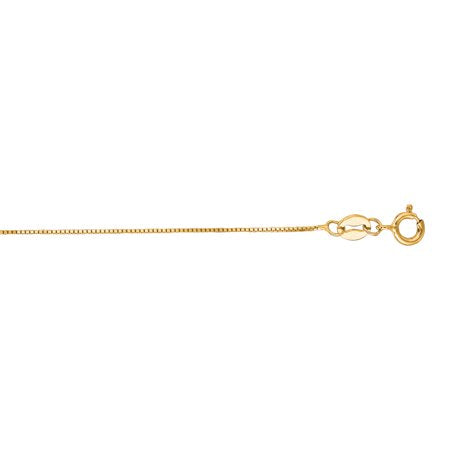 14k Yellow Gold 0.6mm Shiny Classic Box Chain Necklace with Spring Ring Clasp, 16", Yellow Gold, One Size