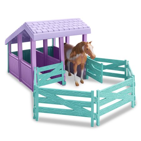 American Plastic Toys Horse Stable with Water Pail and Feeding Trough