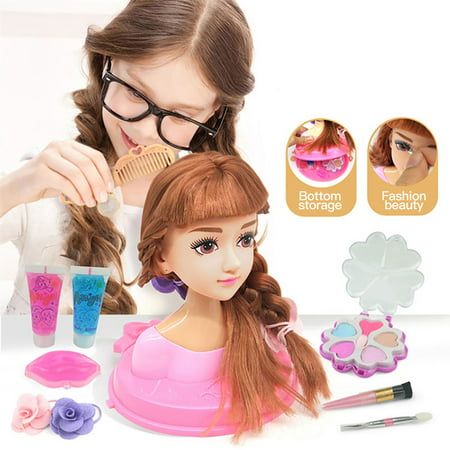 Kids Dolls Styling Head Makeup Comb Hair Toys For 3-6 Years Doll Set Pretend Play Princess Dressing Play Toys For Little Girls Makeup Learning Ideal Present, A2