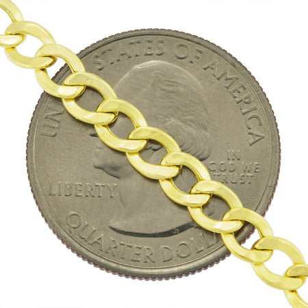 Nuragold 10k Yellow Gold 4.5mm Cuban Curb Link Chain Pendant Necklace, Mens Womens with Lobster Clasp 16" - 30"