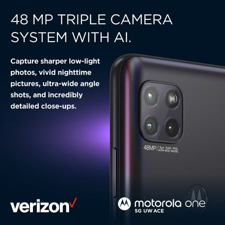 Verizon Motorola One 5G Ace UW, 64GB, Black - Prepaid Smartphone, Volacanic Grey