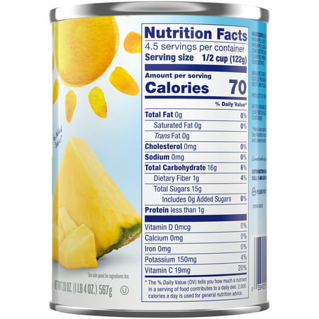 Dole Canned Pineapple Chunks in 100% Pineapple Juice, 20oz Cans