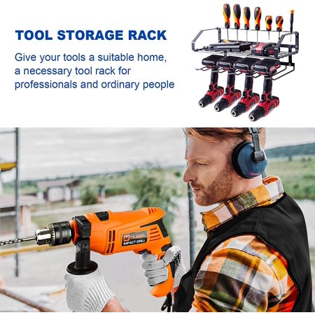 Werseon Power Tool Organizer for Garages and Warehouses, Wall Mounted Tool Organizer for Storing Drill Bits and Screwdrivers, Clearance Tools for Cordless Drills, Single layer