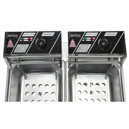 Zimtown Commercial 12L 5000W Professional Electric Countertop Deep Fryer Dual Tank Stainless Steel for Restaurant
