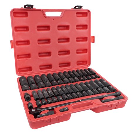 ABN 65 Piece Impact Socket Set - 1/2in Drive Shallow and Deep Socket Set