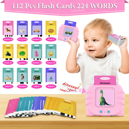 MAGOTAN Talking Flash Cards Learning Toys for 1-6 Years Old Boys Girls, Educational Toddlers Toys for Kids,Speech Therapy Toys Autism Toys Christmas Birthday Gifts for Toddler Boys Girls (Pink)Pink,