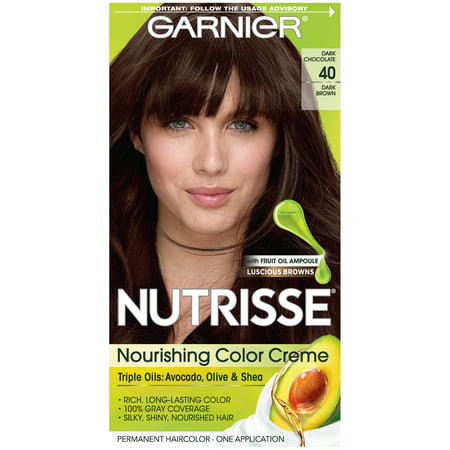 Garnier Nutrisse Nourishing Hair Color Creme, 40 Dark Brown (Dark Chocolate), 1 Kit040 Dark Brown (Dark Chocolate),