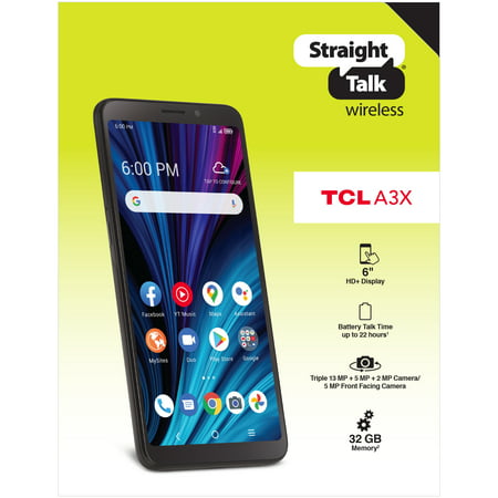 Straight Talk TCL A3X, 32GB, Black - Prepaid Smartphone