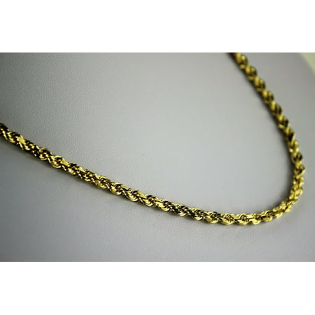 Authentic 10k Yellow Gold Hollow Diamond Cut Rope Chain 2mm-5mm