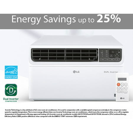 LG 14,000 BTU DUAL Inverter Smart Window Air Conditioner, Cools 800 Sq. Ft., Ultra Quiet Operation, Up to 25% More Energy Savings, ENERGY STAR?, works with LG ThinQ, Amazon Alexa and Hey Google, 115V, 14000 BTU