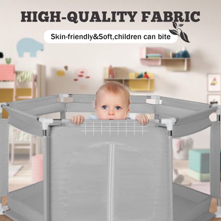 Baby Playpen,Kids Small Playard Indoor & Outdoor Kids Activity Center,Infant Safety Gates with Breathable Mesh,Sturdy Play Yard for Toddler,Children's Fences Packable & PortableGray,