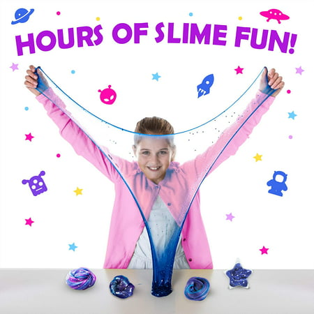Original Stationery Mini Galaxy Slime Kit with Glow in The Dark Slime Powder to Make Glitter Slime & Galactic Slime Kit for Girls 7+